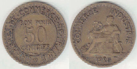 1925 France 50 Centimes A008391